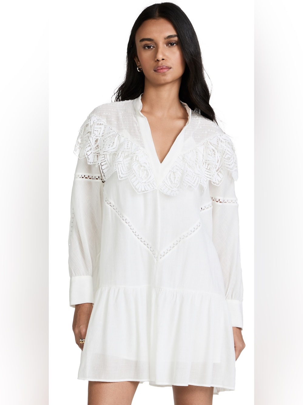 IRO Dovy Guipure Lace Crepon Mini Dress Ecru White Size 34 NWT